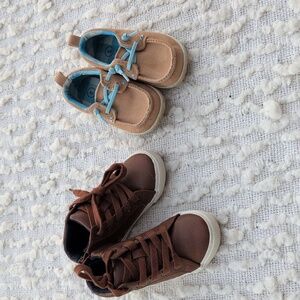 Cat & Jack Brown and Tan Kids Boat Shoes Zip Boots Toddler 6 7